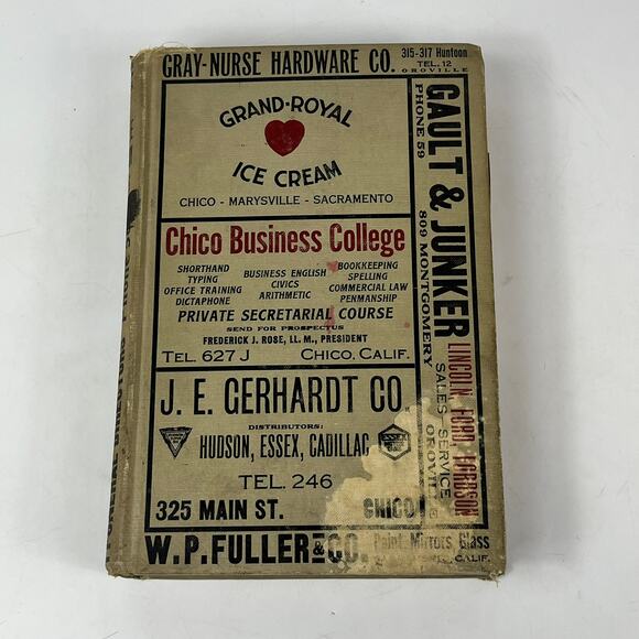 1926 CA Chico Oroville City Directory POOR Ancestry Genealogy Reference Antique - Picture 1 of 16